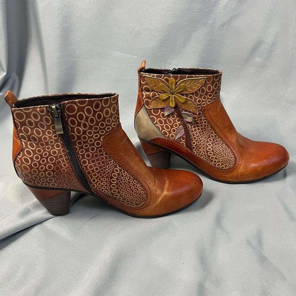 L’Artiste Brown Leather Boots‎ Womens Sz 6.5 Artsy Statement Espresso Fall Style - Picture 4 of 9